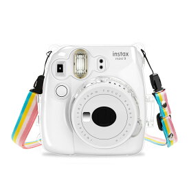 kinokoo Fujifilm チェキ instax mini 8/mini8+/mini9 ケース instax mini 9/mini8/mini8+ カメラケース ハード PVC カバー ショルダーストラップ付き(透明)