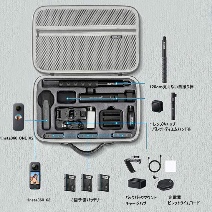 楽天市場】LINGHUANG Insta360 X3 ケース Insta360 X3用 収納ケース 