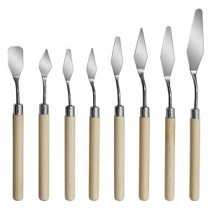 【送料無料】DanYun パレットナイフ ペインティングナイフ 8本セット スパチュラ ステンレス製 油絵 ナイフ 木製ハンドル 油絵、アクリル塗料、ペインティングナイフ 絵画用 粘土や陶芸用フ