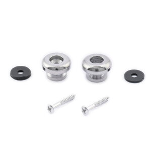 【送料無料】Musiclily Basic ギターストラップピン マッシュルーム タイプ エンドピン エレキギター/アコースティックギター/ベース/ウクレレ、クローム(2個入)