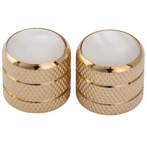 【送料無料】Musiclily Proミリサイズ スチール製ギタードームノブ ホワイトパールトップ インポートフェンダーテレキャスターエレキギター/プレシジョンベース用、ゴールド(2個セット)