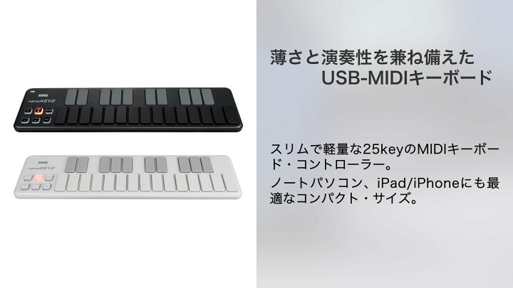 楽天市場】KORG 定番 USB MIDIキーボード nanoKEY2 BK ブラック 音楽  