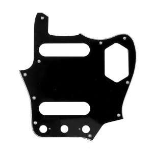 【送料無料】Musiclily Pro 10穴 ジャガースタイルピックガード 日本製 Fender Japan Jaguarエレキギター用、黒3P