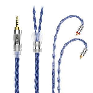 【送料無料】イヤホンオーディオケーブル 6N 8芯単結晶銅OCC 純度99.9999% NICEHCK BlueComet MMCX 2.5mmプラグ 青い 金属製コネクタ 着脱式 柔らかい アップグレードケーブル 4極 柔らかい 1.2m DIYイヤホ