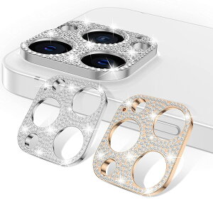 iPhone13pro/iPhone13pro max カメラフィルム (2枚セット) シルバー+ローズゴールド レンズカバー カメラ保護 ラインストーン レンズ カメラカバー カメラレンズ AnnTec 保護カバー キズ防止 アルミ製