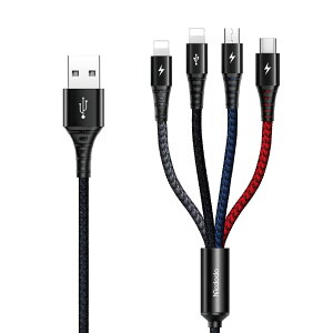 Mcdodo 4in1 [dP[u 1.2m 2.4A}[d 3ޒ[q (CgjO*2EUSB-CEMicro USBjf[^](iOŜ) i-PhoneP[u Type-CP[u Micro USBP[u A~O ϋviC