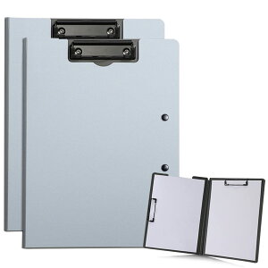 【送料無料】ALLMIRA バインダー a4 2つ折り 2個セット クリップボード 二つ折り クリップファイル 両面 ダブルクリップ 折りたたみ おしゃれ ふたつ折り (グレー 2個入り)