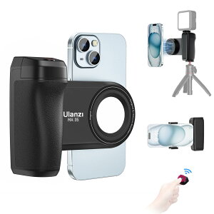 Ulanzi スマートフォンホルダー Magasfe&クリップ両用 スマホグリップ Bluetoothリモコン付き 超?磁力 片手操作 人間工学設計 180度回転 化粧鏡付き 旅行 写真 動画を撮る スマートフォン三脚マウン