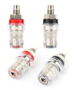 【送料無料】HTharros スピーカーターミナル 端子 接続 ケース 部品 オーディオ バインディングポスト アンプシャーシ ロジュームメッキ 4個 セット