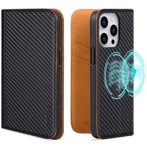 VISOUL iphone15Pro ケース 手帳型 本革 MagSafe対応 スマホケース レザーケース 手帳型ケース アイフォン15Pro ケース カード収納 携帯ケース 全面保護 ワイヤレス充電対応マグネット 柔軟なTPU素材