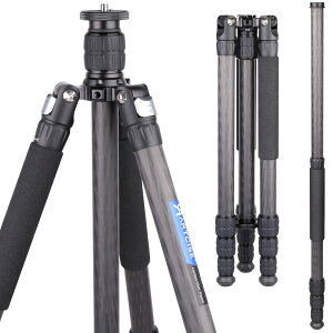 カーボン三脚 ARTCISE 10層カーボンファイバー材質 軽量トラベル三脚 全高1645mm 2023年 デザイン 29mmパイプ径 四段ナットロック式 撮影三脚 三段開脚 一脚伸縮可変式 プロカメラ三脚三脚バッグ