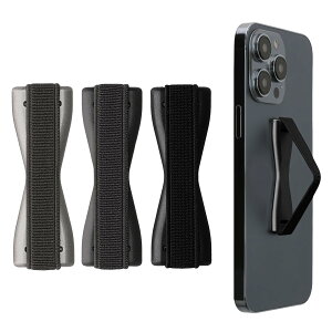 【送料無料】kwmobile 3x スマートフォン フィンガーホルダー iPhone Galaxy AQUOSなどに対応 - 片手 ゴムバンド グリップ - 黒色/グレー/ダークグレー