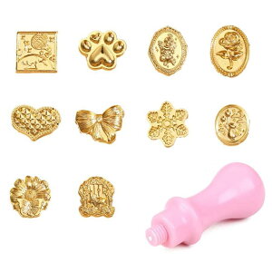 【送料無料】CHENLONB シーリングスタンプ 専用ヘッド 交換 10枚セット 復古風印鑑 DIY 手帳 招待状 記念日装飾 手紙や封筒のデコレーション シーリングスタンプ ハンドル付き