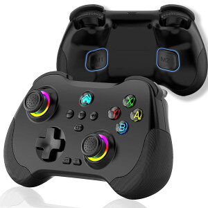 PS4コントローラー 無線 Megadream iPhone 15/Android/Switch/PS3/4/PC/テスラモデル3/Y/S/X用ワイヤレスコントローラー、ホールリニアトリガー&ロッカー、クラウドゲーミング、マクロプログラミングキ