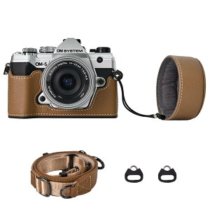【送料無料】VOVMOEYA カメラケース For Olympus OM-5/OM-D E-M5 III,OM-5ボディケース For Olympus E-M5 IIIカメラケース OM5 カメラ保護カバー PUレザー D状ネジ穴付き 底面開閉 電池交換 全面保護 ストラップ