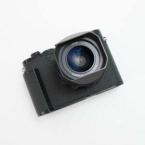 【送料無料】対応 Leica ライカ Q2 専用 カメラケース カメラカバー カメラバッグ 本革 【Iborrys 純手作】銀付牛革本体+メタルベースプレート+ハンドルの3-in-1デザイン (ブラック)