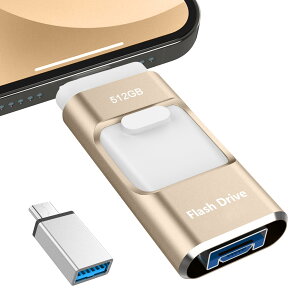 ypAvsvz4in1 iPhoneΉ USB 512GB Avsv  obNAbv iPadΉ usb[ ʐ^ۑ XCh iOS/Type-C/USB/Micro USB f[^ڍs OtUSB X}z/PC/iPadΉ eʕs