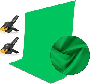 【送料無料】EMART 背景布 グリーンバック 撮影用 無反射 スクリーン布 150x200cm 不透明 背景紙 シワが出来やすくない 垂れ感が良い 写真撮影やビデオに対応 無地 強力クリップ付き 背景シート