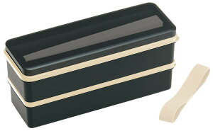 【送料無料】スケーター (skater) 弁当箱 2段 シリコン製内蓋付 900ml 大容量 レトロフレンチ ブラック 日本製 SSLW9B