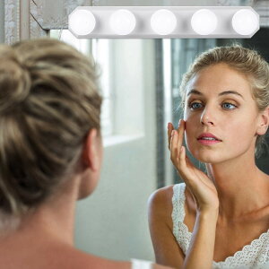 【送料無料】女優ライト LEDミラーライト 3色照明 + 10段階調光 5個LED電球 配線調整可能 穴が不要 ハリウッドライト USB充電ケーブル付き 取り付け簡単 ドレッサー・化粧台・洗面台・美容室・