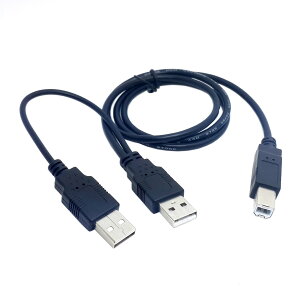 【送料無料】cablecc デュアルUSB 2.0オス→標準BオスYケーブル 80cm プリンター&スキャナー&外付けHDDケーブルCC用
