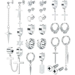 【送料無料】Jstyle ピアス メンズ レディース 人気 メンズ ピアス スタッド ピアス セット ステンレス フープ ピアス ダングル クロス ピアス Kpop パンク ピアス ファッション ピアス シルバー
