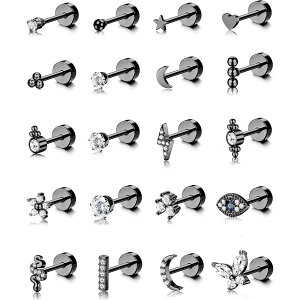 【送料無料】Jstyle【20点セット】 軟骨 ピアス レディース 人気 ジルコニア 女性 小さめ サージカルステンレス アレルギー対応 スタッド ピアス 女性 プラチナ ゴールド 軟骨 スタッド ピアス