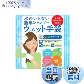 【送料無料】水のいらない泡なしシャンプー ウェット手袋 色：ホワイト、サイズ：2シート (x 1)