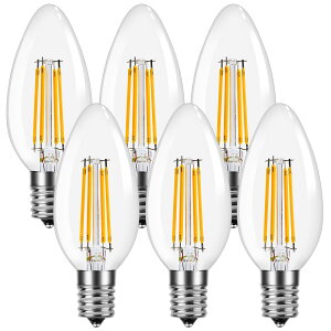 【送料無料】【E17】Lepro LED電球 E17 全方向 40W形相当 電球色 シャンデリア電球 6個パック 非調光型 口金直径17mm C35 フィラメント 高演色性 クリアタイプ 密閉器具対応 4W 省エネ シャンデリア
