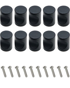 【送料無料】harukita 取っ手 引き出し取手 つまみ キャビネット クローゼット用 戸棚/収納棚/クローゼット ネジ付き アルミ合金 丸型 10個セット ブラック(16×20cm)