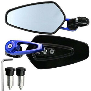 【送料無料】Karun バイクミラー オートバイ用 バーエンドミラー バーエンド バイク ミラー 左右2本セット 汎用 バイク用 取り付け簡単 360°調整可能 角度調整 広い視野 (#1 ゴールド) (#1 ブル