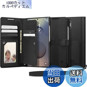 �y���������zSpigen Galaxy S25 Ultra �P�[�X �蒠�^ �ϏՌ� �ČRMIL�K�i�擾 ���X�g���b�v�t�� �J�[�h���[ �σL�Y �����v �Ռ��z�� �E�H���b�gS ACS09124 (�u���b�N)