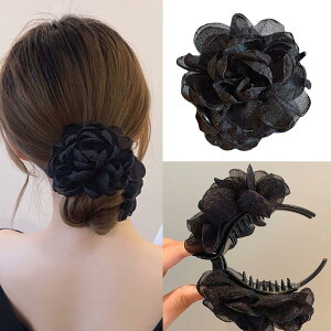 HAPVITAL 髪留め バレッタ パール カメリア バナナクリップ ヘアクリップ レディース 簡単 女性用 大きめ ヘアアレンジ ヘアアクセサリー カメリア ミニバンス クリップ ローズ 華やか オフィ