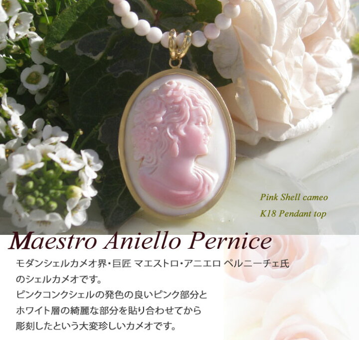 楽天市場】Maestro Aniello Pernice作 ピンク コンクシェル カメオ K18 