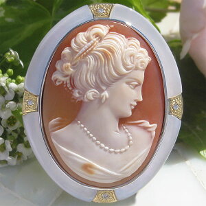 󏭍i195N㐧(75NO)̃AeB[N RlA VF JI K18 SILVER L VR_Ch0.04ct y_g u[`