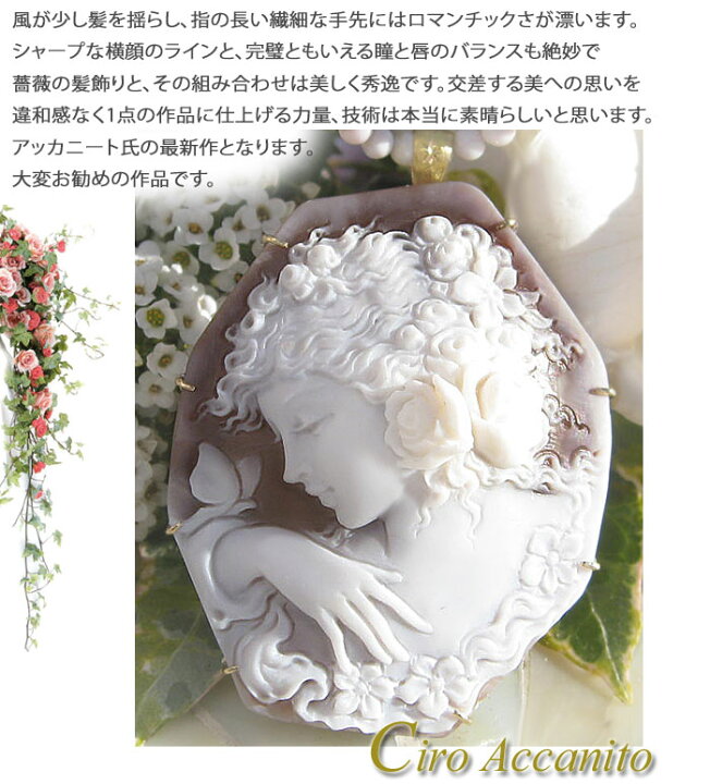 新品レアアッカニート氏 シェルカメオ K18SILVERペンダントブローチ 薔薇