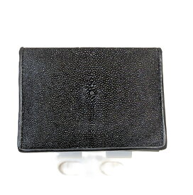 【欧米サイズ名刺用】エイ本革　名刺入れ　カードケース　カードポケット付　ブラック　スティングレイ　ガルーシャ