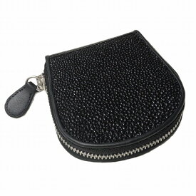 エイ 革 コインケース 小銭入れ ガルーシャ 本革 本皮 レザー フルブラック ウォレット メンズ レディース 兼用 スティングレー スティングレイ メール便