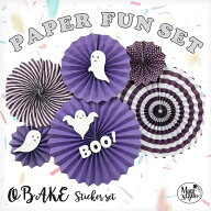 ステッカー付き ペーパーファン 6ピース セット 【おばけ】 ハロウィン パーティー 飾り 海外風 北欧 紙…