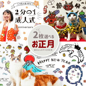 ウォールステッカー お正月 2026 年号 【選べるお正月＆ひな祭り2枚セット】 節分 はがせる 壁 シール 賃貸OK しめ縄 干支 十二支 桜 ひな祭り おひな様 お雛様 ひなまつり 雛人形 ひな人形 節句 せつぶん 成人式 ハーフ成人式 誕生日 バースデー 桃の節句 印刷