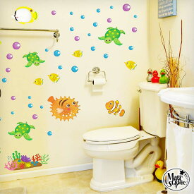 ウォールステッカー シール式 壁紙 はがせる 剥がせる 壁に貼る カッティングシート wall sticker 北欧 木 花 鳥 英字 雑貨 ガラス 窓 DIY 賃貸 内装 レディース 子供 かわいい バナー バルーン パーティ 飾りつけ ベビーシャワー インザシー【in the sea】 50×70cm