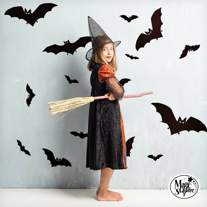 楽天市場 10 Offクーポン配布中11日2時まで ウォールステッカー ハロウィン こうもり 蝙蝠 コウモリ こうもりフレーク 貼ってはがせる 壁 シール 壁紙 飾り付け 飾り 秋 モノトーン 受注印刷 ウォールステッカーのスクウェア