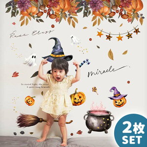 ウォールステッカー はがせる 2枚 セット ハロウィン 飾り 【魔女フォトブース2枚セット】 壁 シール ステッカー 壁紙 大きい 飾りつけ おしゃれ 秋 文字 鳥 動物 誕生日 身長計 猫 カボチャ
