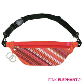 PINK ELEPHANT HIP BAG（ヒップバッグ）カラー：ORGSTP（オレンジストライプ）ウェット素材のウエストポーチバック ポーチ ケース ジョギング ラン マラソン カバン