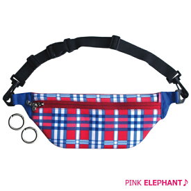 【あす楽対応】PINK ELEPHANT HIP BAG（ヒップバッグ）カラー：TRY.CHK（トライチェック）ウェット素材のウエストポーチ【バック ポーチ ケース　ジョギング　ラン　マラソン　カバン】