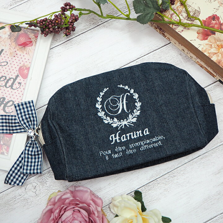 楽天市場 フローラル デニムスクエアポーチ ホワイトデー プレゼント ポーチ 名入れ 名前入り 刺繍 ギフト 贈り物 誕生日 誕生日プレゼント 女性 記念品 友達 女友達 30代 40代 50代 60代 お母さん 母親 彼女 義母 出産祝い 送別祝い かわいい 退職祝い 名入れ