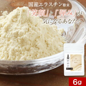 エラスチン 粉末 サプリ コラーゲン ヒアルロン酸 6g 国産 高分子 パウダー エラスチン粉末 豚由来 お試し ハリ 弾力 女性 美容 健康 計量スプーン付 保存料不使用 香料不使用 肌悩み 乾燥 高