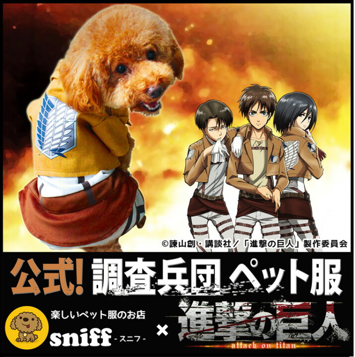 楽天市場 アウトレット 進撃の巨人 犬用 調査兵団なりきりケープ 公式ペット用コスプレウェア Sniff Dear Puppy コスプレ 犬服 ハロウィン ドッグウェア W モコペット