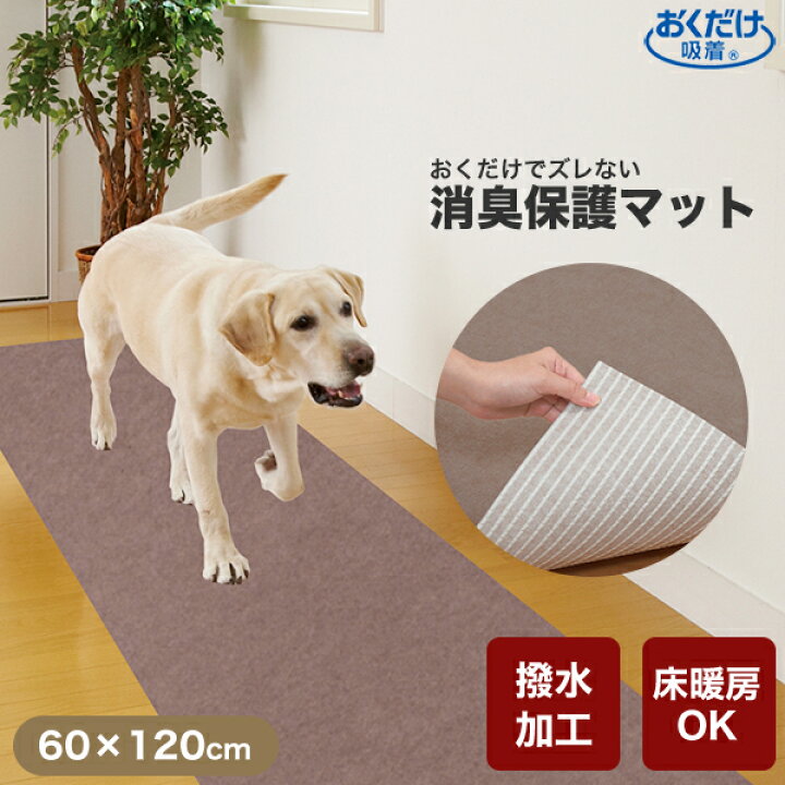 楽天市場 おくだけ吸着 ペットマット 消臭保護マット 60 1cm フローリング対策 滑り止めマット ペット用 バリアフリー 防音 国産 廊下 犬 猫 床 保護 カーペット W モコペット