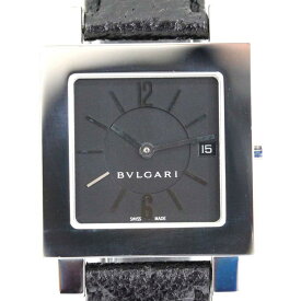 【BVLGARI】ブルガリ クアドラード 腕時計 クォーツ レディース レザーベルト 黒文字盤 デイト SQ27【中古】
